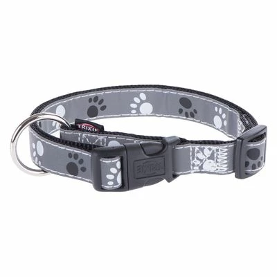 Lot : Collier + Laisse Trixie Silver Reflect, Motif De Pattes Pour Chien 2 Lot : Collier + Laisse Trixie Silver Reflect, Motif De Pattes Pour Chien - Afbeelding 2