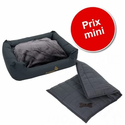 Lot : Panier Sleepy Time Avec Coussin, Gris + Couverture Freedom Bone Pour Chien 1 Lot : Panier Sleepy Time Avec Coussin, Gris + Couverture Freedom Bone Pour Chien