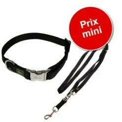 Lot : Collier + Laisse Hunter Vario Basic, Noir Pour Chien